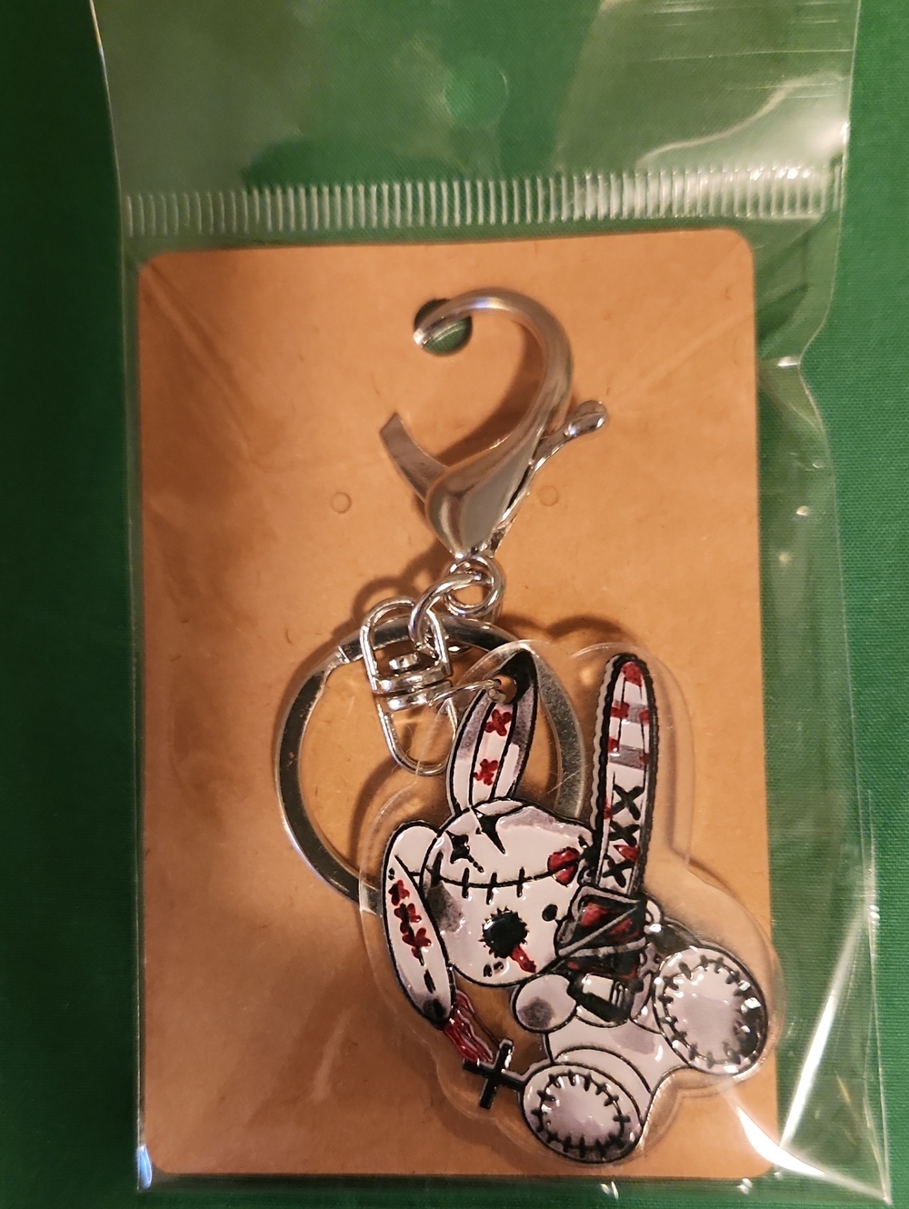 🔥Unbranded Heavy Duty White & Red Bunny Keychain Charm